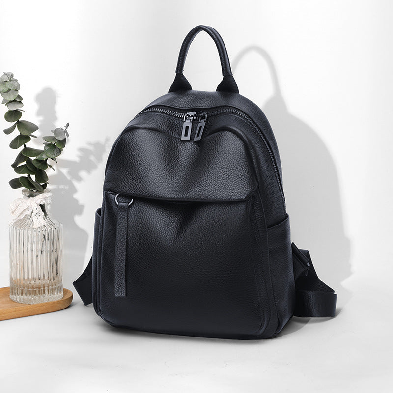 Multi-Pocket Leather Backpack - Lightweight Large Capacity Cowhide Bag 2025