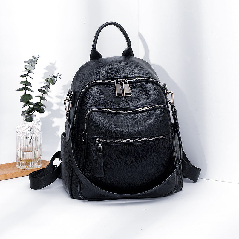 Soft Leather Backpack Women - All-match Simple Fashion Cowhide Bag 2025