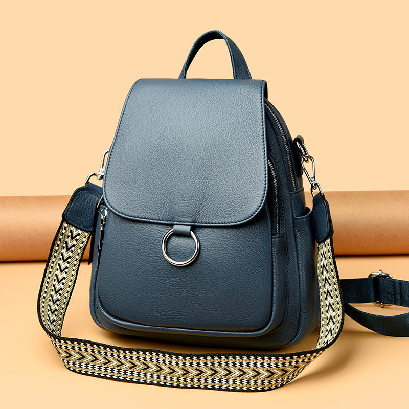 Korean Style Cowhide Backpack - Anti-theft Travel Bag Large Capacity 2025