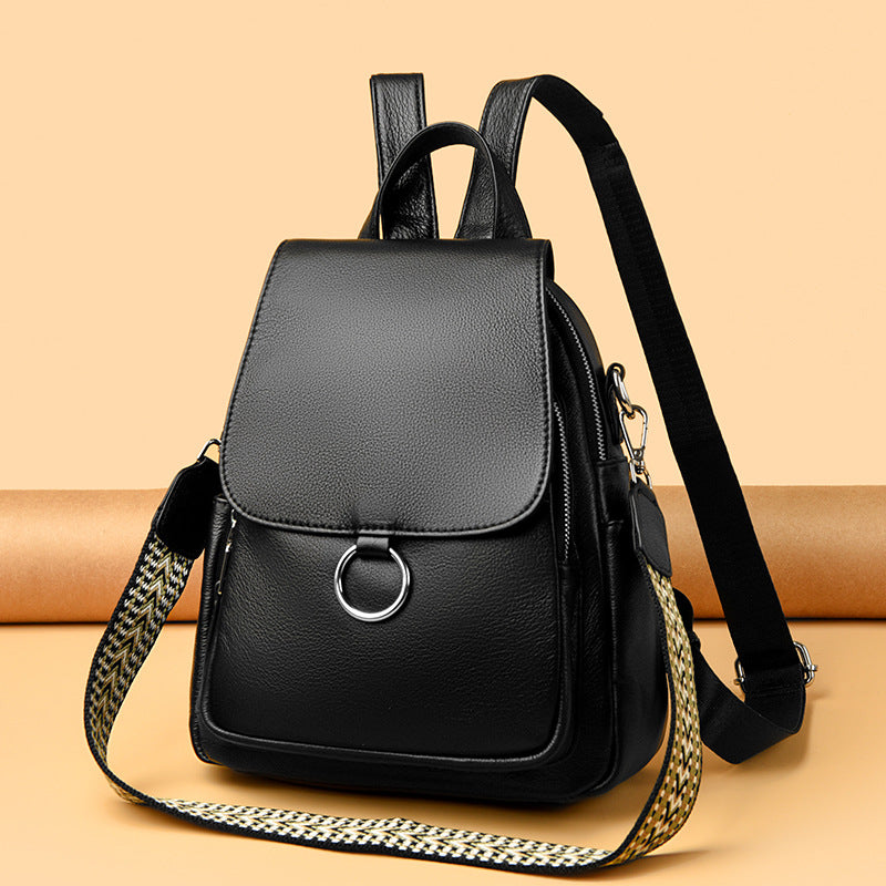 Korean Style Cowhide Backpack - Anti-theft Travel Bag Large Capacity 2025