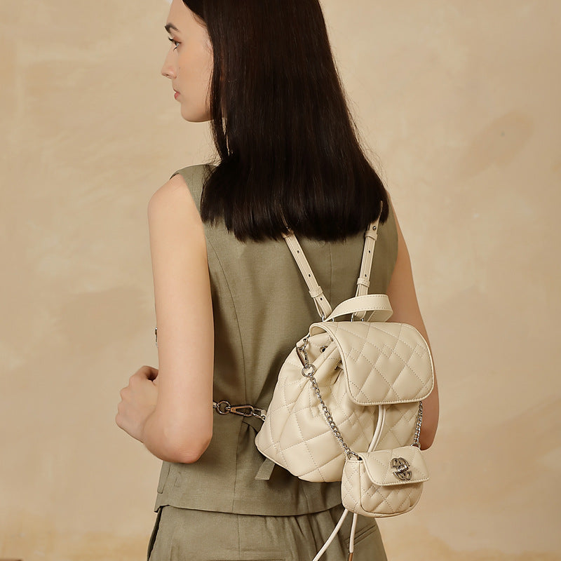 Chanel Style Rhombic Backpack - Genuine Leather Chain Bag Women 2025