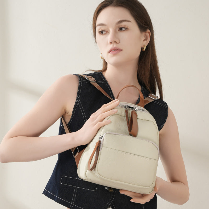 Genuine Leather Backpack Women - Large Capacity Casual Cowhide Bag 2025