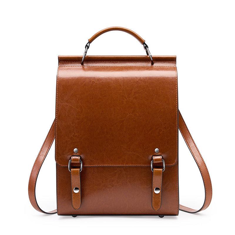 British Academy Leather Backpack - Retro College Student Computer Bag 2025