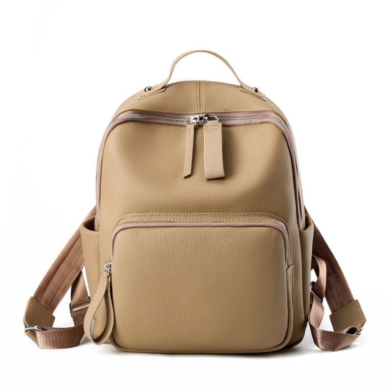 Cowhide Leather Computer Backpack - Large Capacity Commuter Travel Bag
