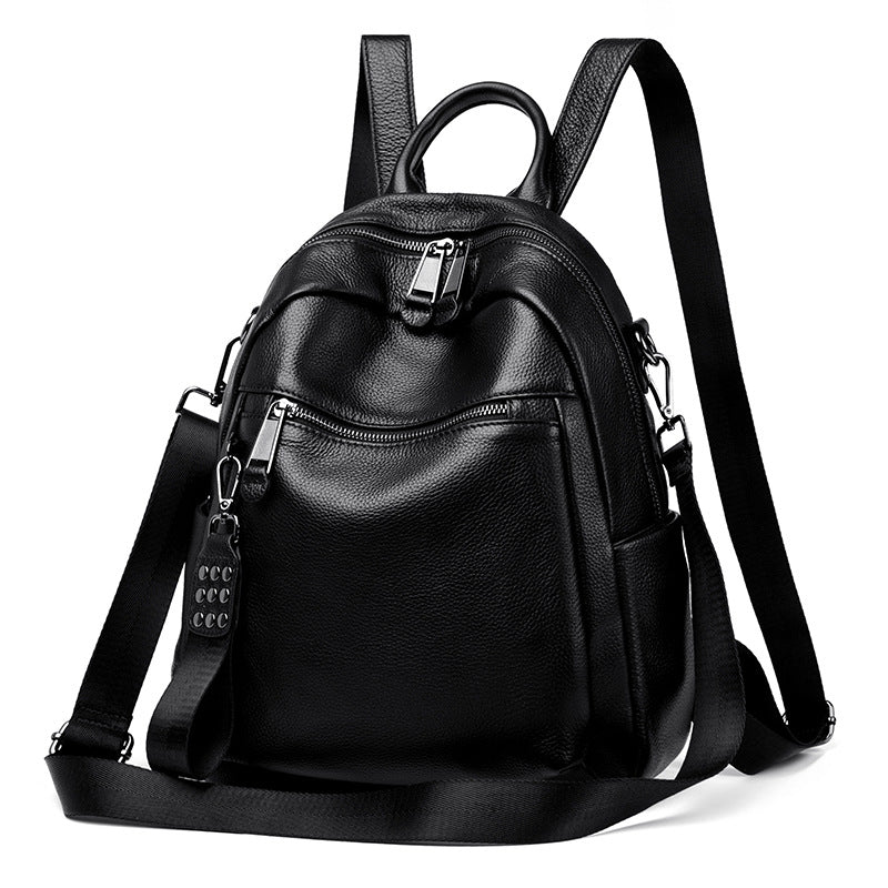 Cowhide Leather Backpack Women - Large Capacity
