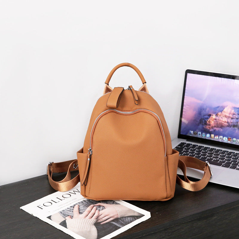 Genuine Leather Anti-theft Backpack - Soft Cowhide Casual Bag Women