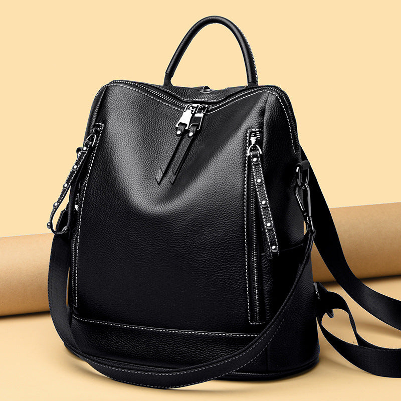 Genuine Leather Backpack Women - Trendy Large Capacity Cowhide Bag 2025