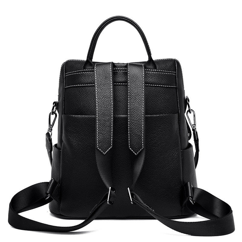 Genuine Leather Backpack Women - Trendy Large Capacity Cowhide Bag 2025