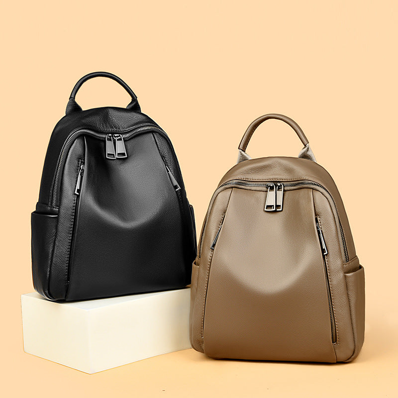 Top Layer Cowhide Backpack - Women's Large Capacity Commuter Travel Bag 2025