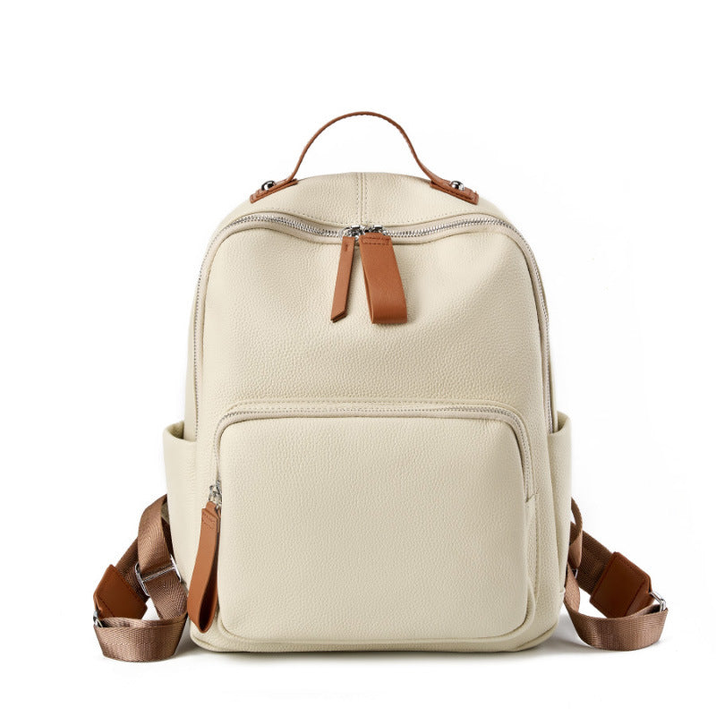 Cowhide Leather Computer Backpack - Large Capacity Commuter Travel Bag