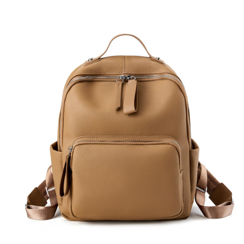 Cowhide Leather Computer Backpack - Large Capacity Commuter Travel Bag