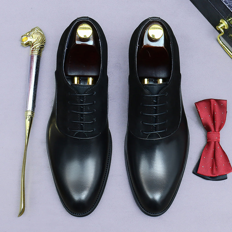 Business Genuine Leather Men's Leather Shoes Formal Wear Foreign Trade Retro Patchwork Leather Anti-Velvet Cowhide Oxford Men's Shoes Shoe