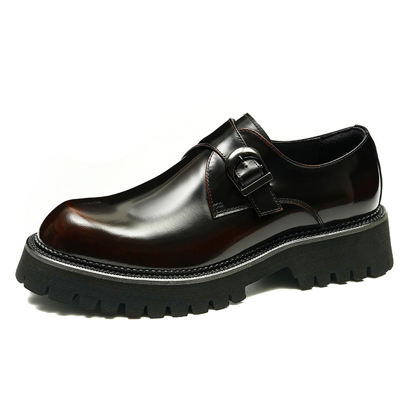 Men's British Platform Dress Shoes - Patent Leather Buckle