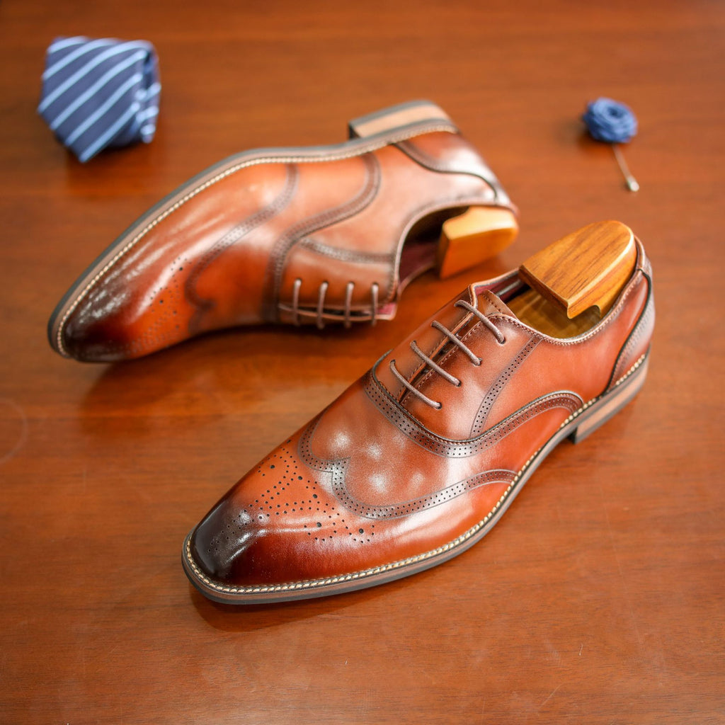 Men's Brock Carved Cowhide Shoes - Wedding & Business