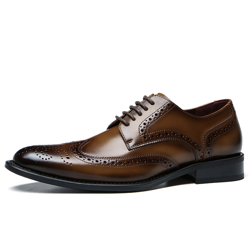 Men's Brogue Carved Wedding Shoes - Genuine Leather