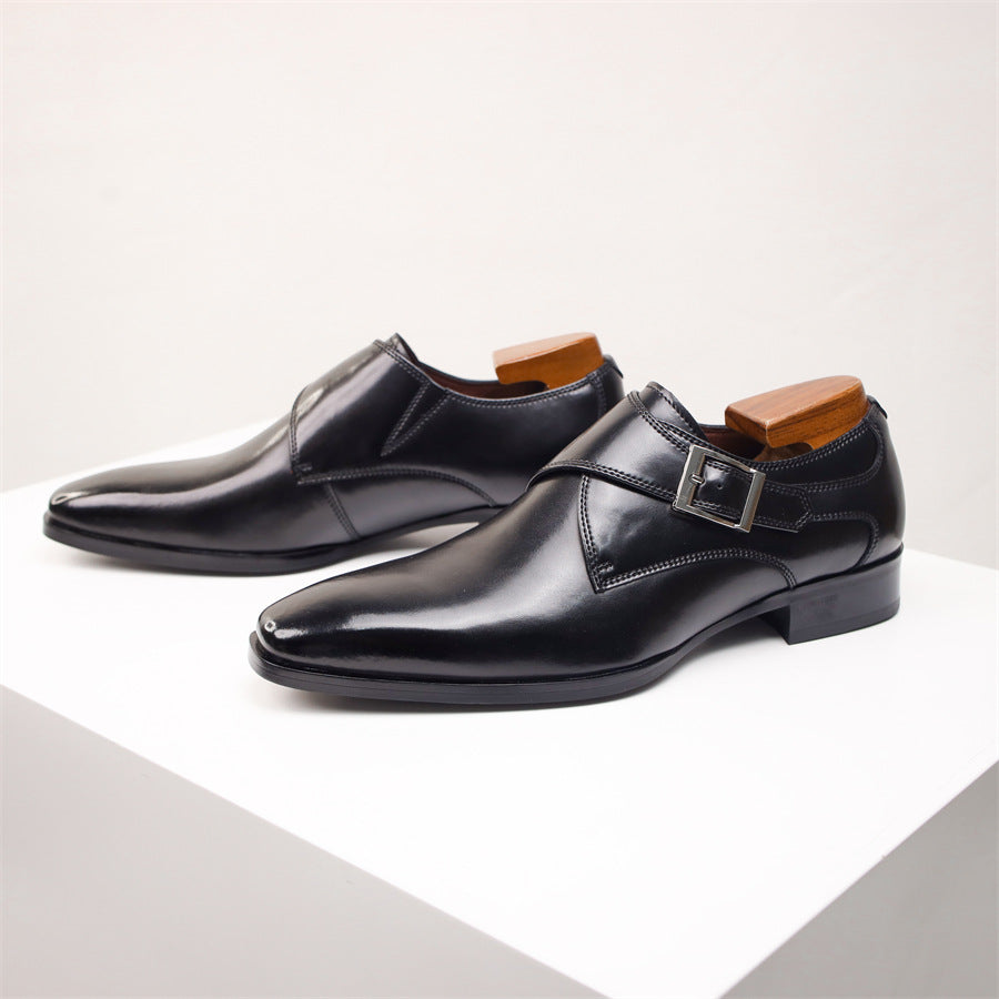 Men's British Monk Strap Shoes - Square Toe Leather