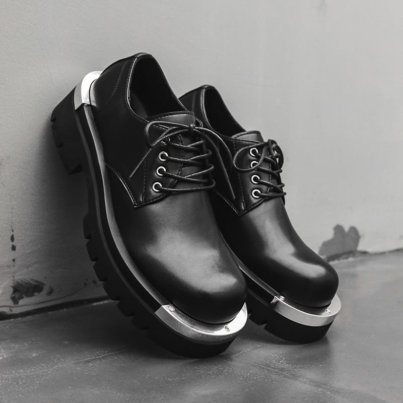 Men's Derby Leather Shoes - Genuine Leather Martin Style