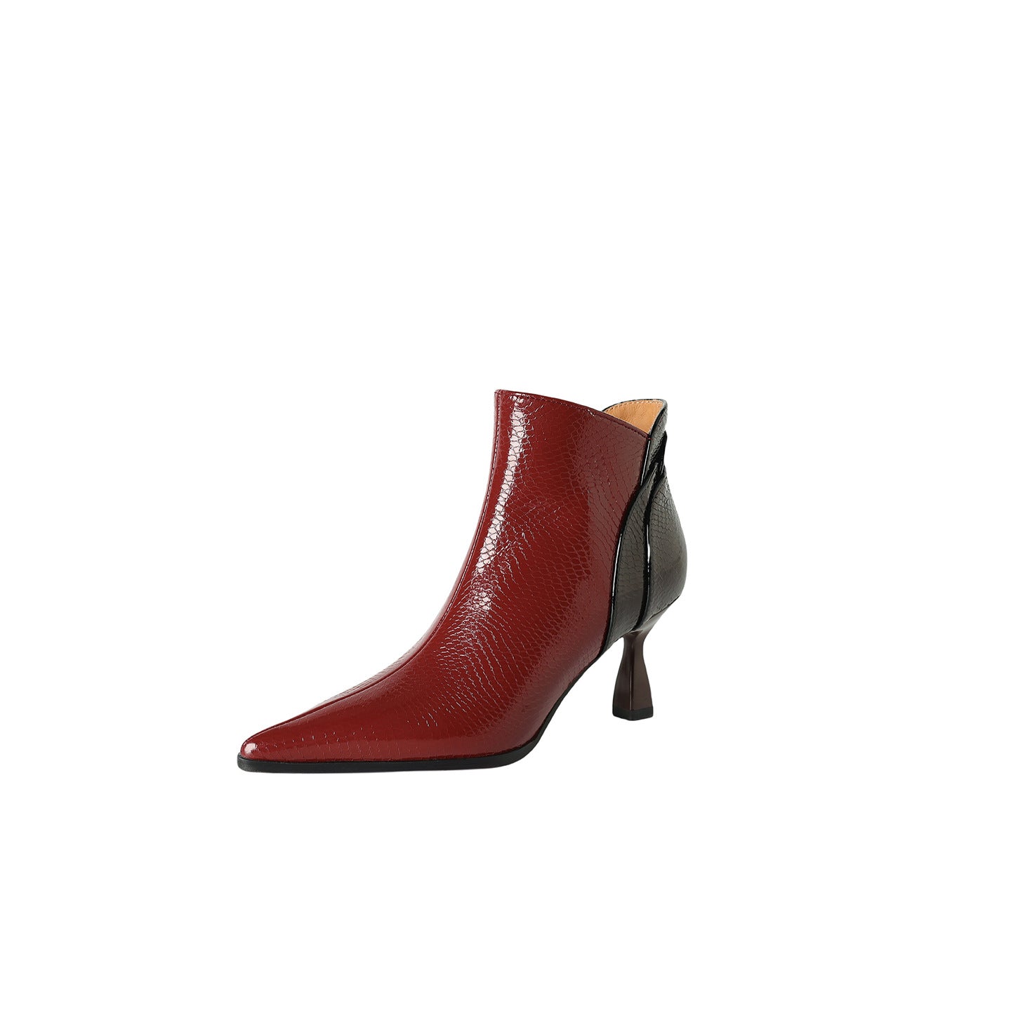 Women's French Cowhide Stitching Ankle Boots - Pointed Toe