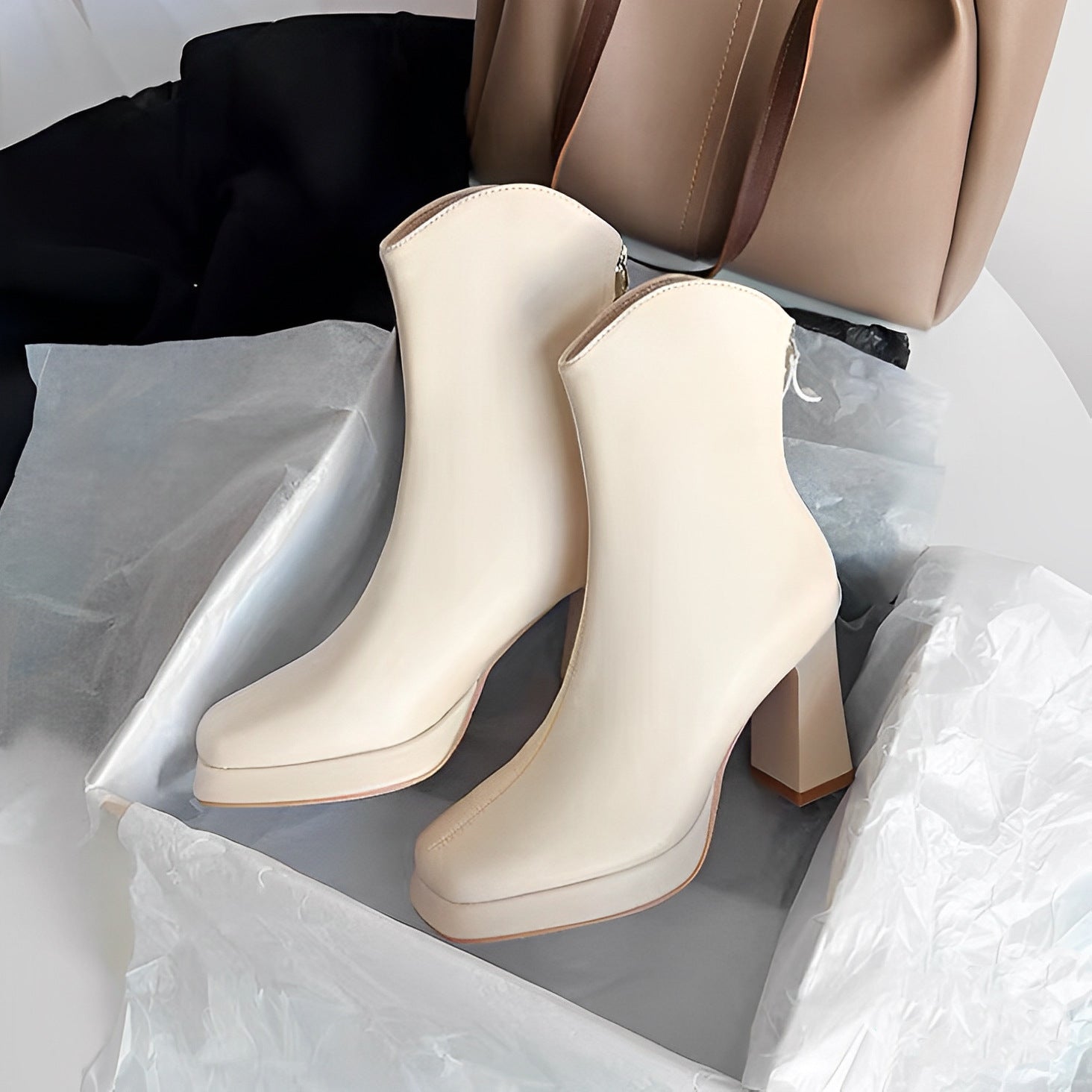 Women's Platform V-Mouth Martin Boots - Genuine Leather