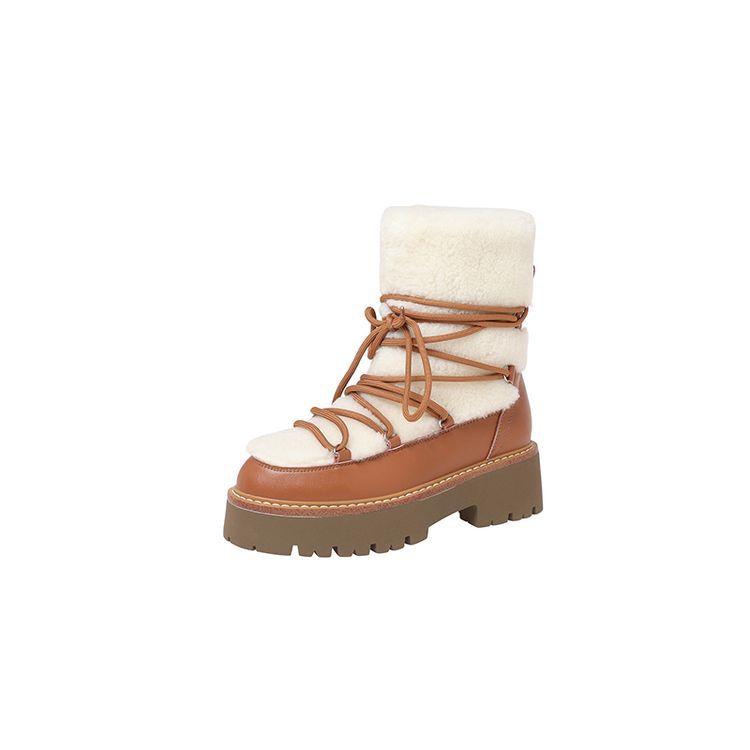 Women's Winter Snow Boots - Fleece-Lined Ankle Boots