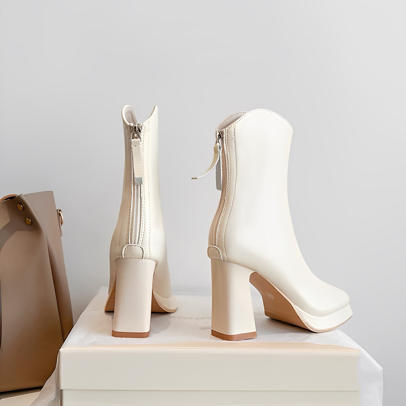 Women's Platform V-Mouth Martin Boots - Genuine Leather