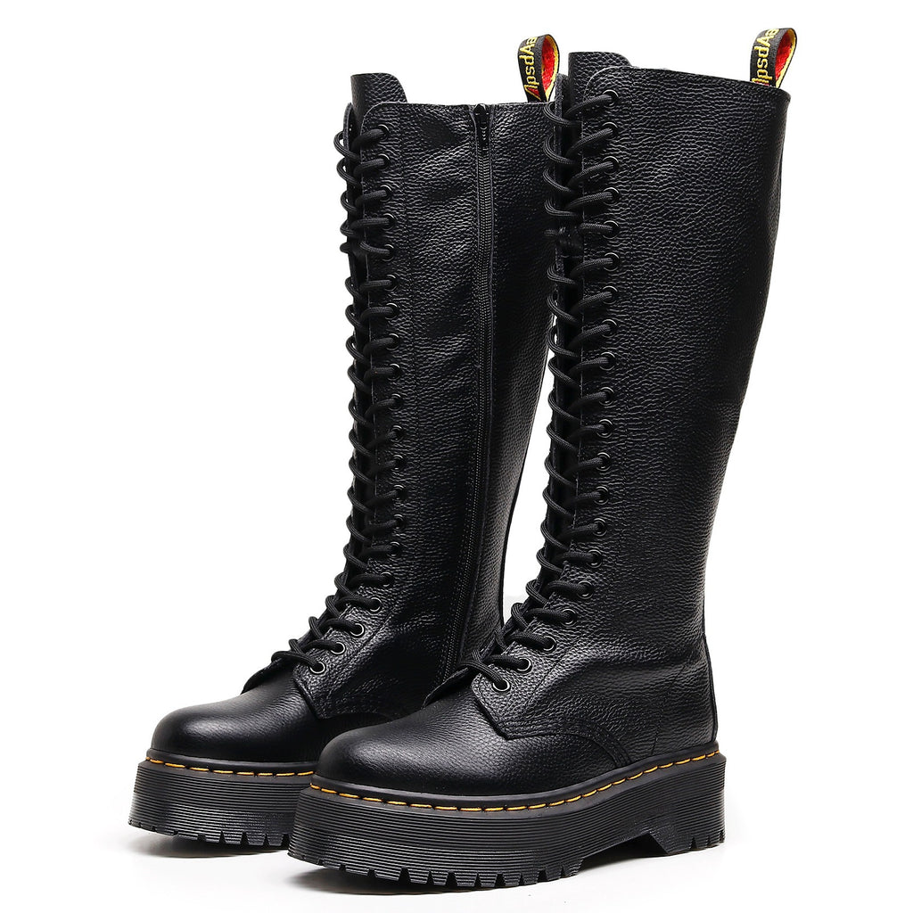 Women's 20-Hole English Style Long Boots - Cowhide Litchi