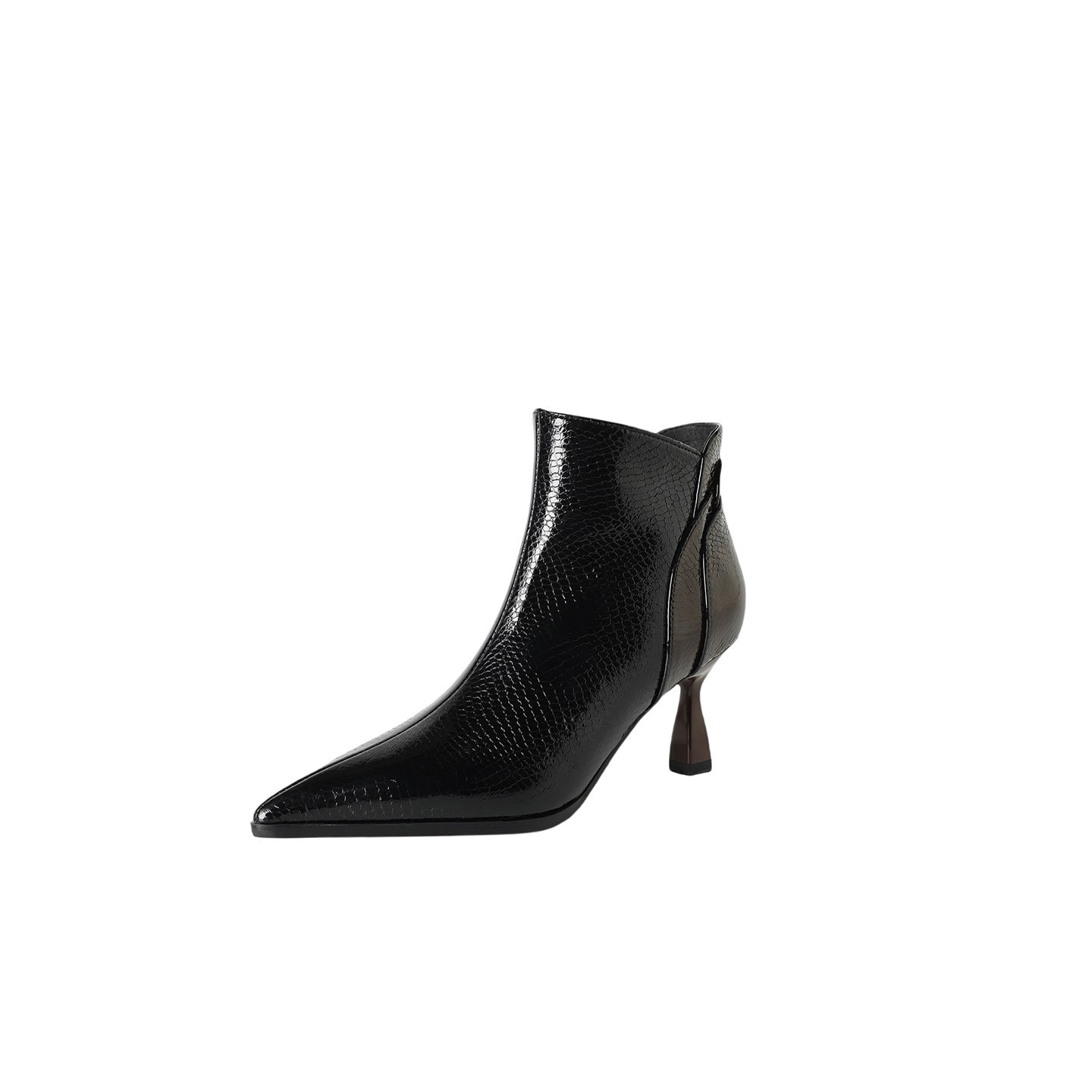 Women's French Cowhide Stitching Ankle Boots - Pointed Toe