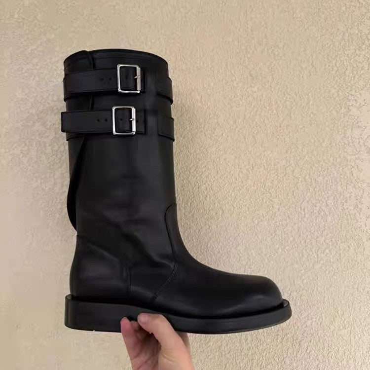 Women's British Style Motorcycle Rider Boots - Sheepskin