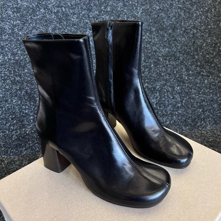 Women's Retro Ankle Boots - Genuine Leather