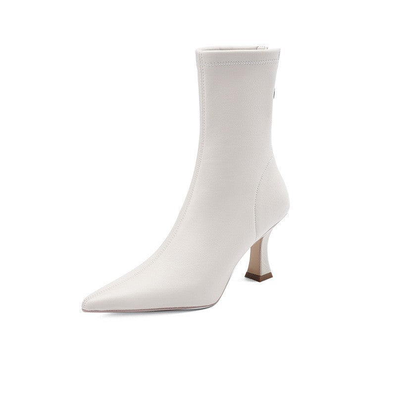 Women's Sheepskin French Stiletto Boots - Pointed Toe