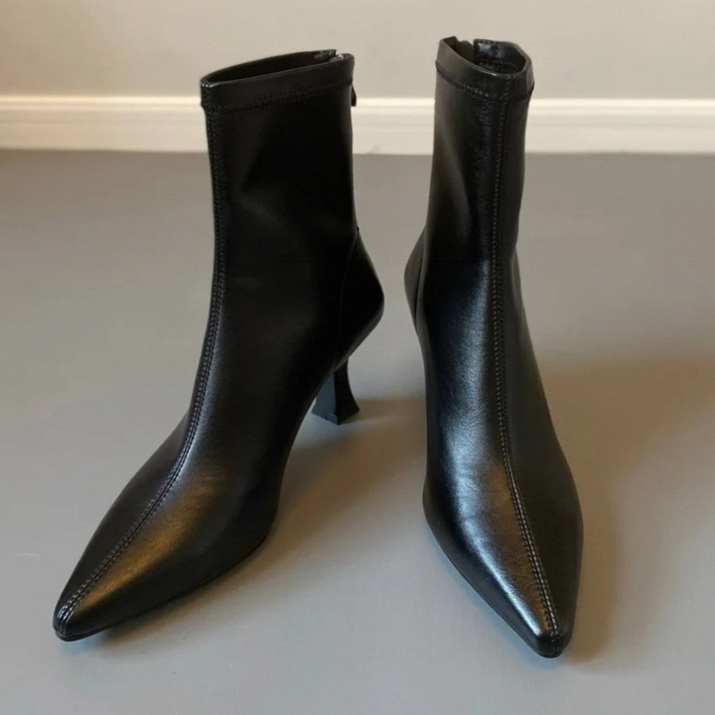 Women's Sheepskin French Stiletto Boots - Pointed Toe