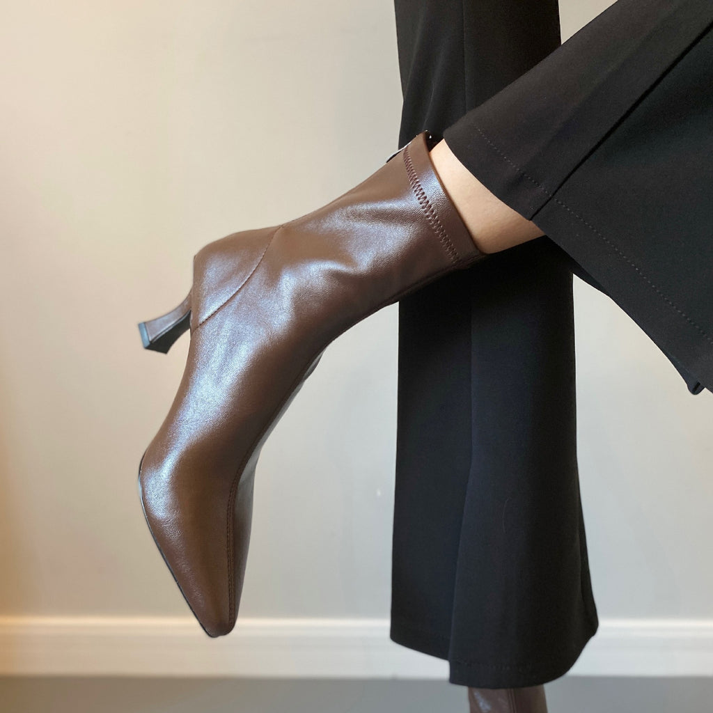 Women's Sheepskin French Stiletto Boots - Pointed Toe