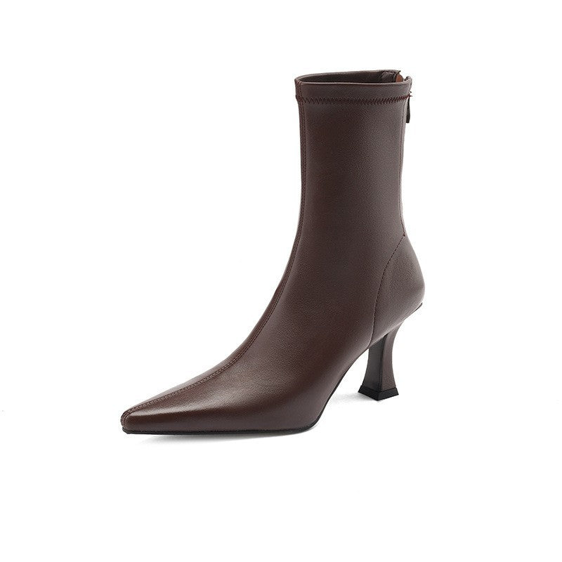 Women's Sheepskin French Stiletto Boots - Pointed Toe