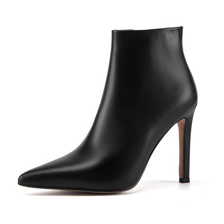 Women's French Stiletto Ankle Boots - Pointed Leather