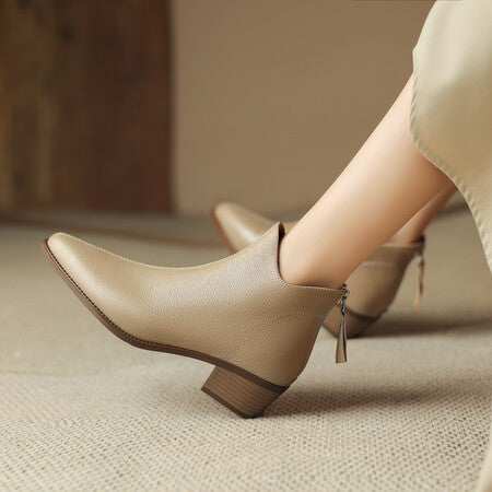 Women's French Chelsea Ankle Boots - Sheepskin Leather