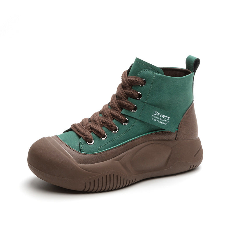 Cyber Celebrous Women's Shoes 2025 Autumn New Thick Sole Increased Short Boots High-top Casual Shoes Retro British Style