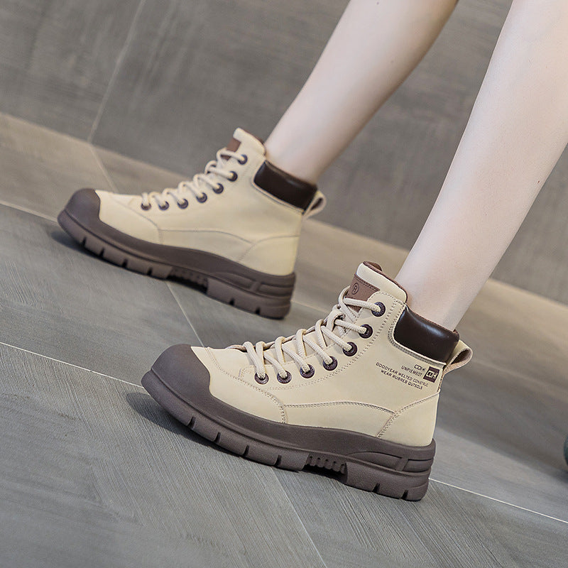 Thick Bottom Cyber Popular Retro Contrast Color 2025 New Spring And Autumn Fried Street Fashion Short Boots American Workwear Boots