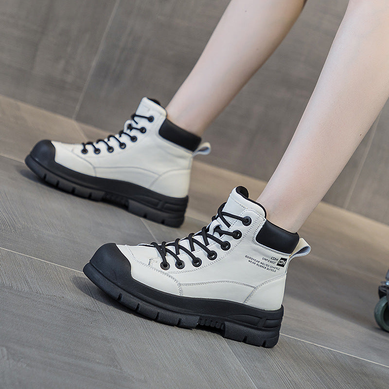 Thick Bottom Cyber Popular Retro Contrast Color 2025 New Spring And Autumn Fried Street Fashion Short Boots American Workwear Boots