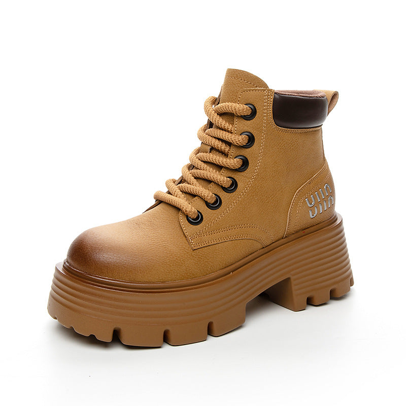 Women's 2025 New Retro Motorcycle Boots European And American Leather Short Boots British Style All-match Women's Boots