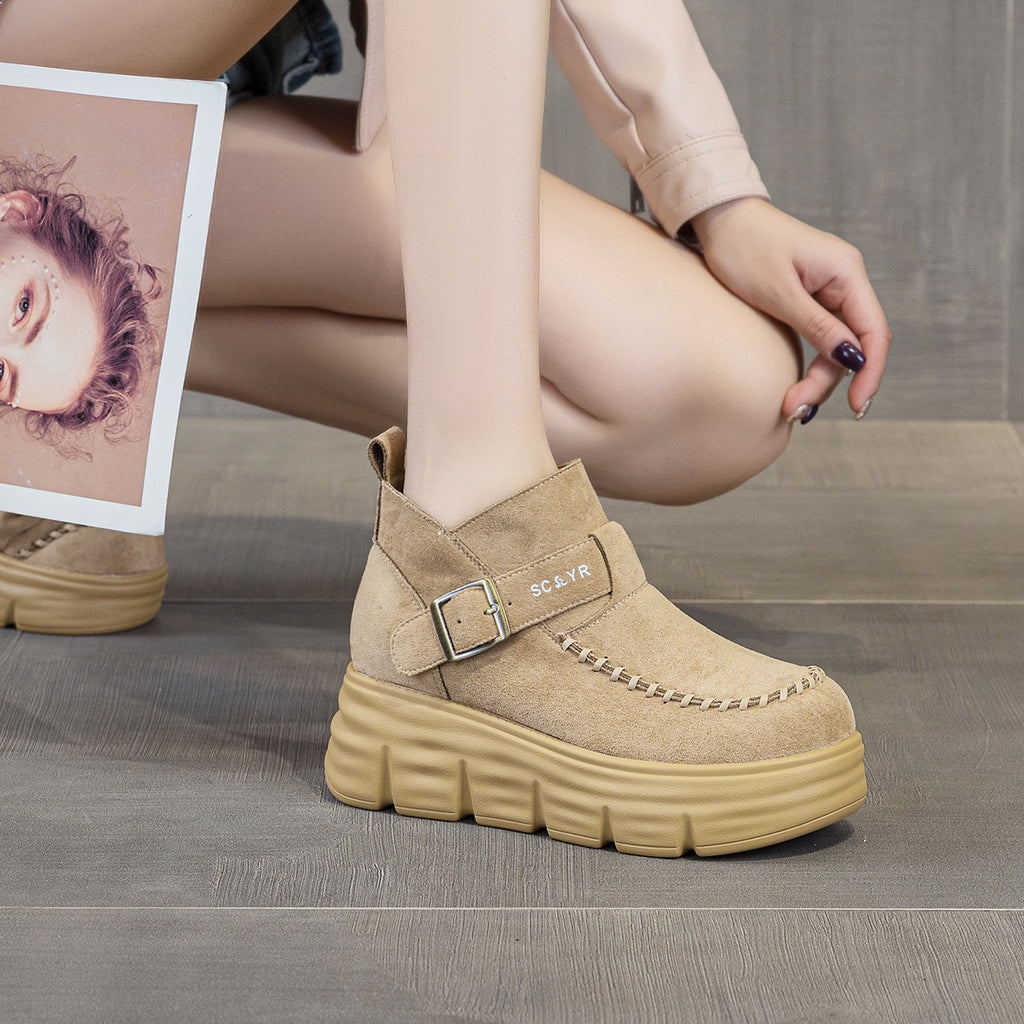 Women's 2025 New Autumn Women's Shoes British Style Retro Thick Sole Increased Casual Shoes