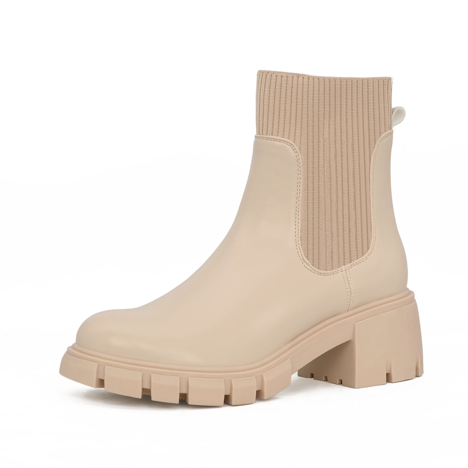 Women's Autumn And Winter Short Boots Spot European And American Large Size Chelsea Boots Thick Heel Knitted Mid Boots