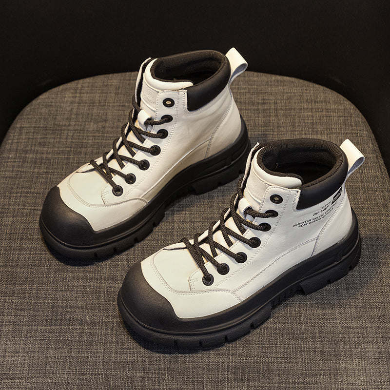 Thick Bottom Cyber Popular Retro Contrast Color 2025 New Spring And Autumn Fried Street Fashion Short Boots American Workwear Boots