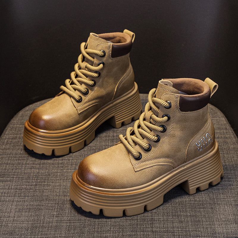 Women's 2025 New Retro Motorcycle Boots European And American Leather Short Boots British Style All-match Women's Boots