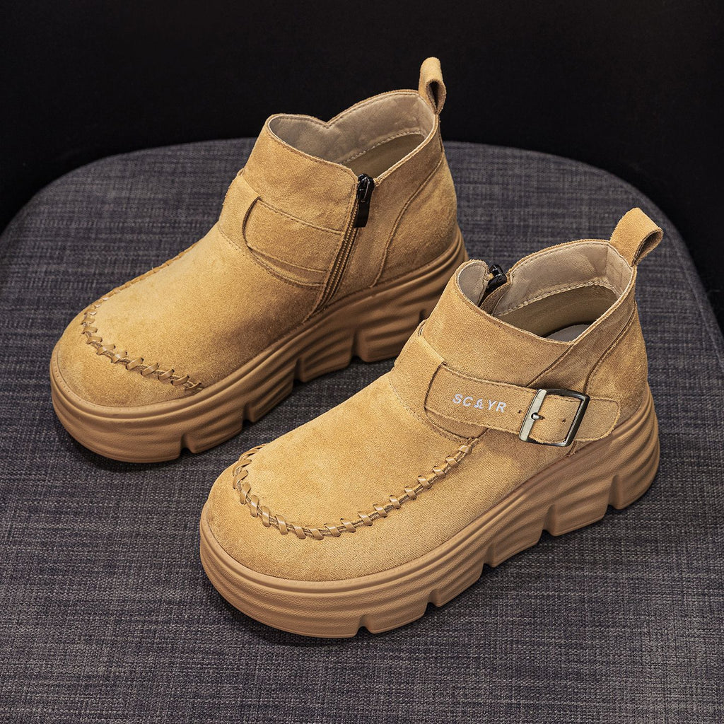 Women's 2025 New Autumn Women's Shoes British Style Retro Thick Sole Increased Casual Shoes