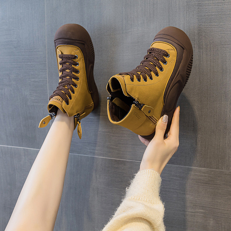 Torre Shoes Women's 2025 Autumn New Retro Lightweight Cyber Popular Explosive Plate Thick Bottom Heightened Casual Fashion Women's Shoes