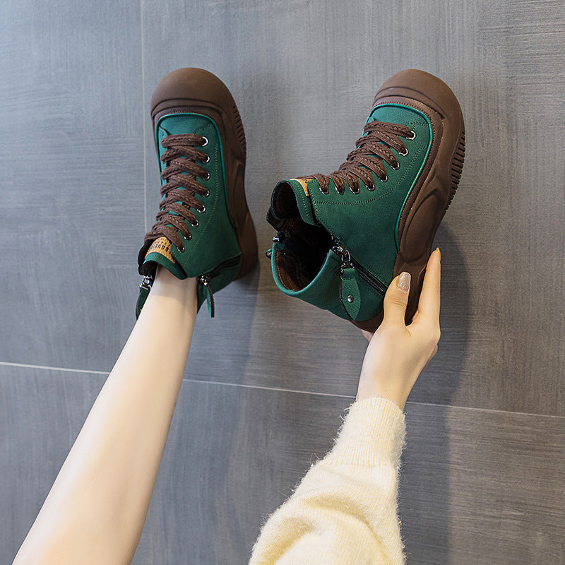 Torre Shoes Women's 2025 Autumn New Retro Lightweight Cyber Popular Explosive Plate Thick Bottom Heightened Casual Fashion Women's Shoes