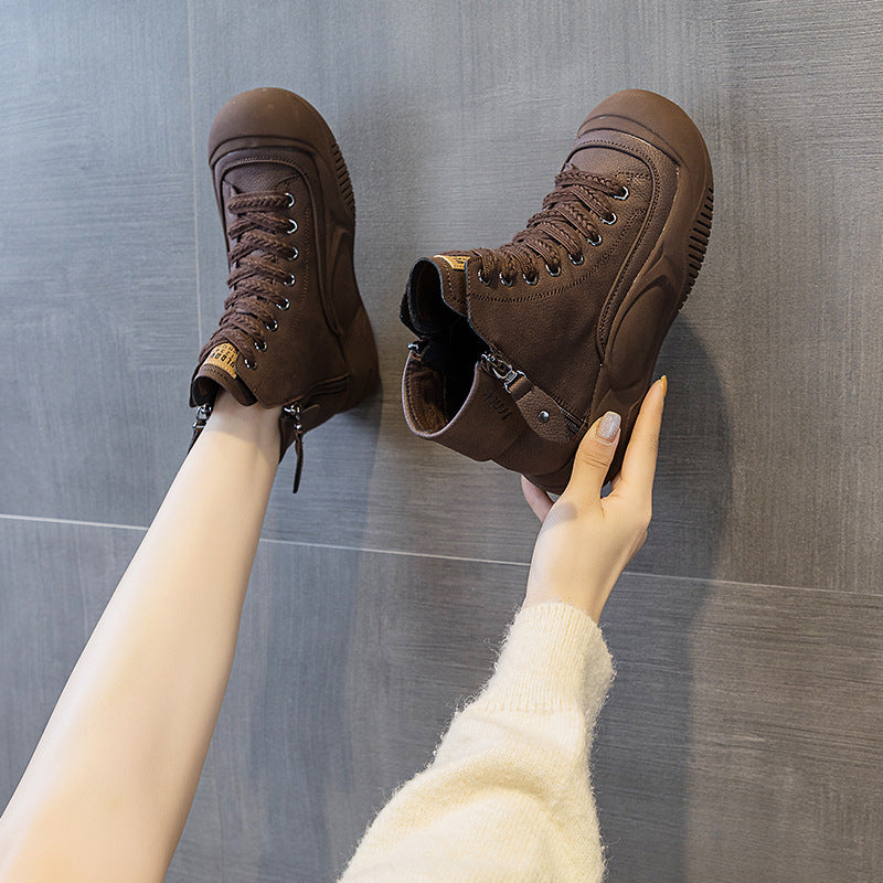 Torre Shoes Women's 2025 Autumn New Retro Lightweight Cyber Popular Explosive Plate Thick Bottom Heightened Casual Fashion Women's Shoes