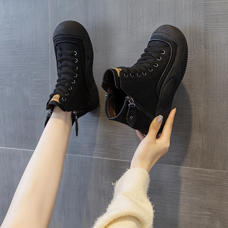 Torre Shoes Women's 2025 Autumn New Retro Lightweight Cyber Popular Explosive Plate Thick Bottom Heightened Casual Fashion Women's Shoes