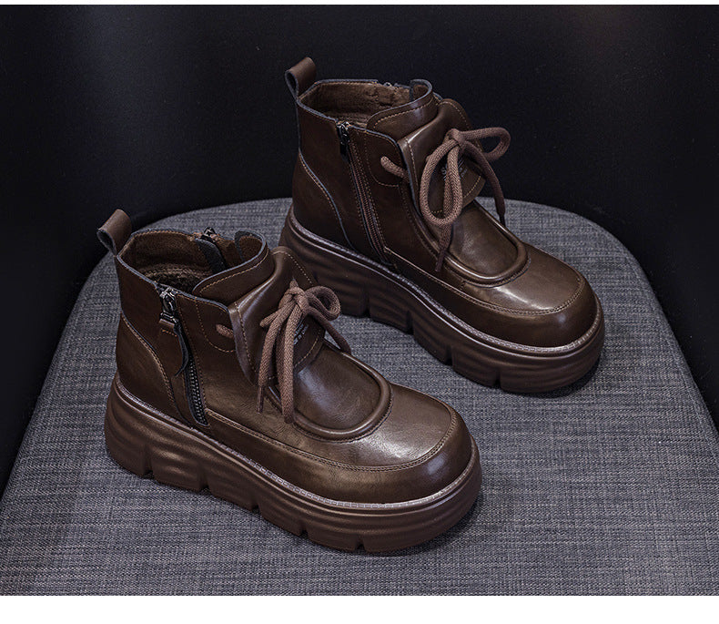 Thick-soled Cotton-padded Shoes Women's 2025 Explosive Heightening Short Boots Casual Fashion Versatile Women's Boots