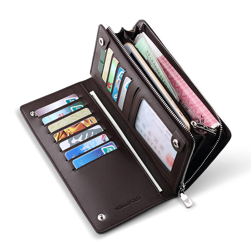 King Paul Business Zipper Wallet Cowhide Wallet Clutch Bag Wallet Men's Multifunctional Long Clutch Bag